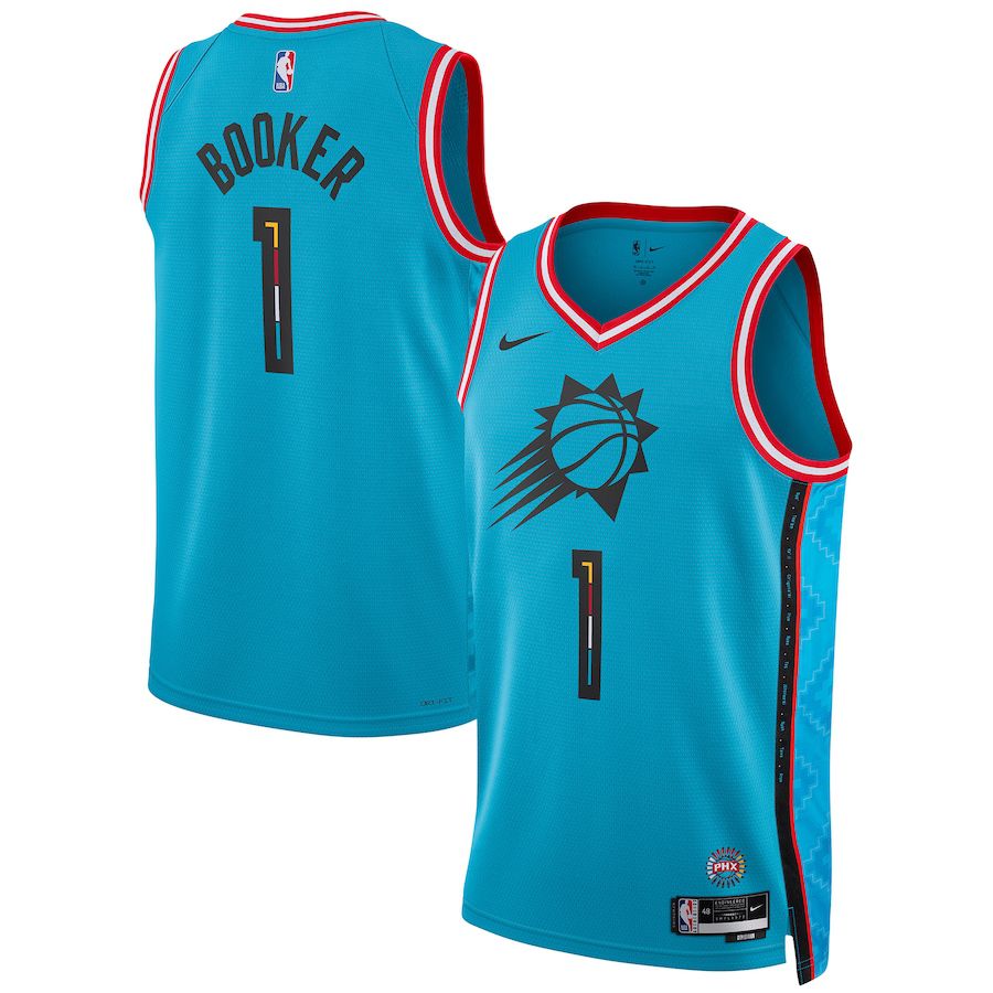 Men Phoenix Suns #1 Devin Booker Nike Turquoise City Edition 2022-23 Swingman NBA Jersey->customized nba jersey->Custom Jersey